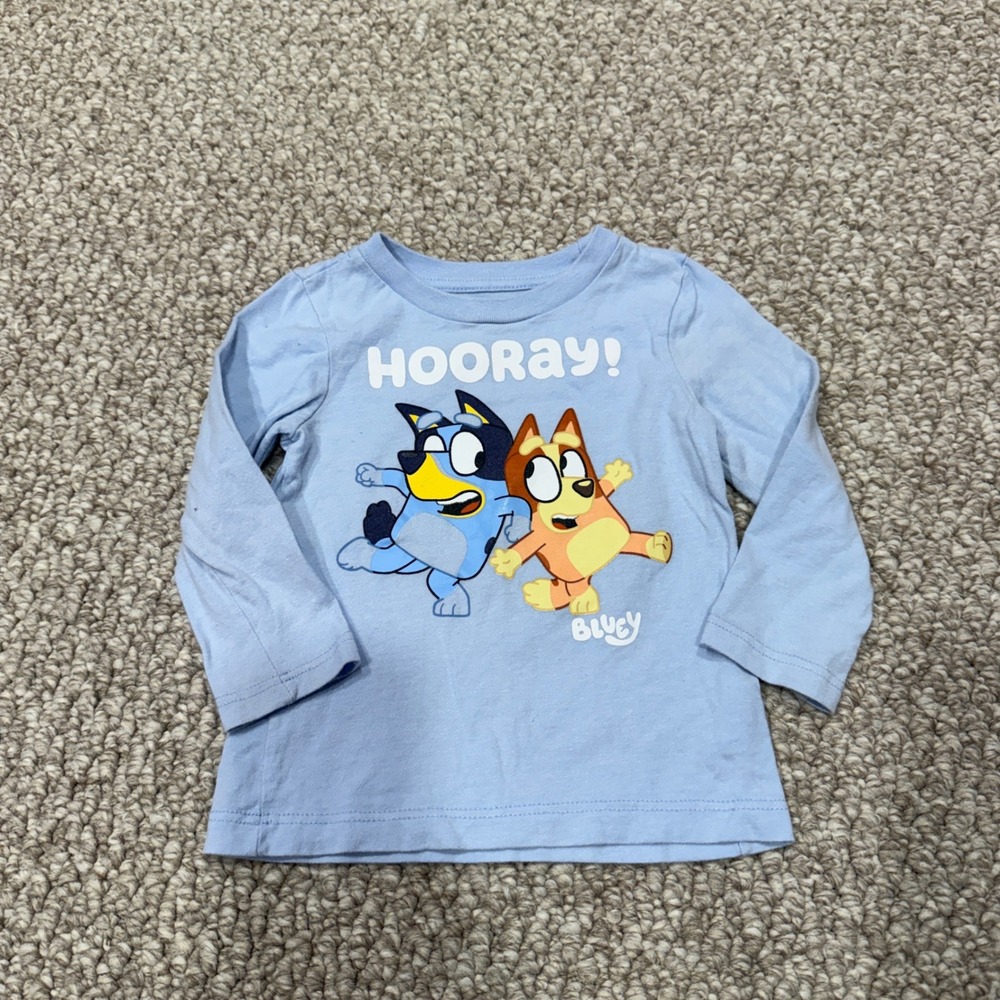 Bluey Hooray Long Sleeve T Shirt Kids Size 12 Months Blue Top